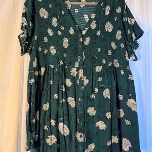 Torrid Dark Green Floral Blouse